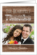Rustic Wood and Lace Wedding Our Heartfelt Thanks Photo Card