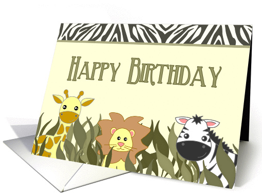 Cute Jungle Animals Happy Birthday card (1279156)