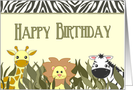 Cute Jungle Animals Happy Birthday Card