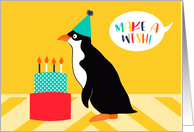 Cute Penguin Make a Wish Birthday card