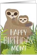 Happy Birthday Mom, Cute Sloth Mom and Baby card