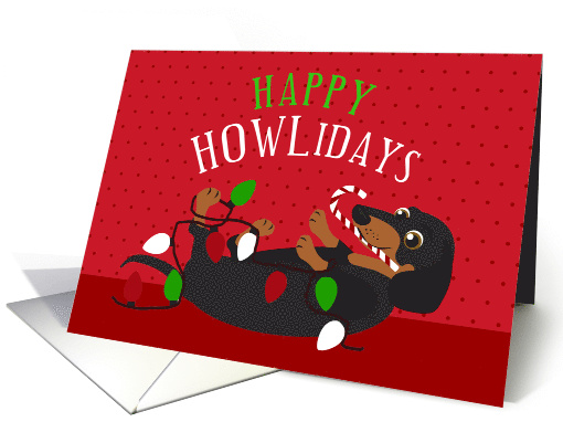 Happy HOWLidays Cute Dachshund Holiday card (1589440)
