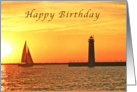 Happy Birthday, Muskegon Lighthouse, Blank Card