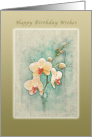 Happy Birthday Wishes, Peach Orchids card