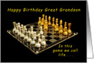 Happy Birthday Great Grandson, in the Game of Life, Chess Set card