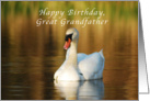Happy Birthday, Great Grandfather, Swan in Pond at Sunset card