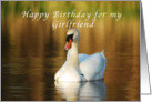 Happy Birthday, Girlfriend, Swan in Pond at Sunset card