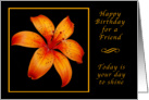 Happy Birthday Friend, Today is Your Day, Orange Daylily card