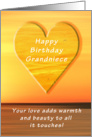 Happy Birthday Grandniece, Sunset and Heart card