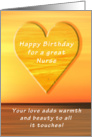 Happy Birthday for a Great Nurse, Sunset and Heart card