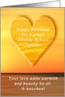 Happy Birthday Sunday School Teacher, Sunset and Heart card