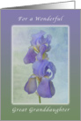 A Birthday Wish for a Wonderful Great Granddaughter, Purple Irises card