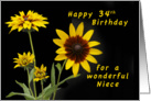 Happy 34th Birthday for a Niece, Rudbeckia flowers card