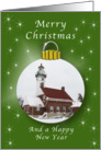Merry Christmas And Happy New Year Lighthouse Ornament card