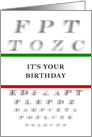 It’s Your Birthday, Eye Test Chart card