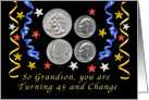 Happy 50th Birthday Wish for a Grandson, coins card