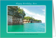 Birthday for Boss, Pictured Rocks Rocks, Michigan card