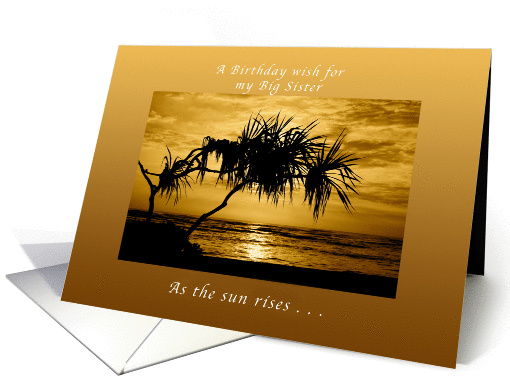 A Birthday Wish my Big Sister, As The Sun Rises, Palm Tree card