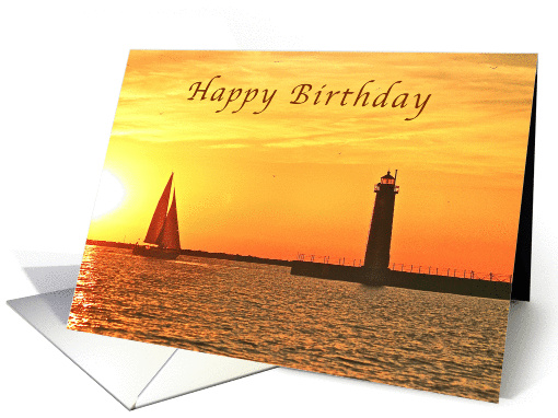 Happy Birthday, Muskegon Lighthouse, Blank card (1010219)