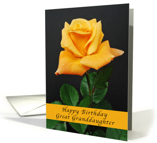 Happy Birthday for a Great Granddaughter, Yellow-Orange Rose, card