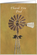 Old Fashioned Windmill Thank You Card for Dad, blank card