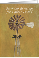 Happy Birthday, Old Fashioned Windmill, Friend card