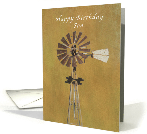 Happy Birthday Greetings, Old Fashioned Windmill, Son card (1012019)