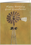 Happy Birthday Greetings, Old Fashioned Windmill, Great Grandfather card