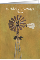 Happy Birthday Greetings, Old Fashioned Windmill, Boss card