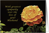 Sorry, for the Loss of Your Husband, yellow orange rose card