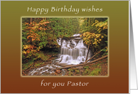 Happy Birthday Wishes for Pastor Wagner Falls in Autumn card