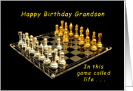 Happy Birthday Grandson, in the Game of Life, Chess Set card