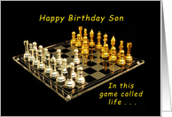 Happy Birthday Son, in the Game of Life, Chess Set card