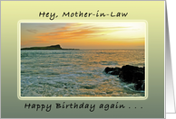 Happy Birthday Again, Mother-in-Law, Hawaii Ocean Sunrise, Sunset card