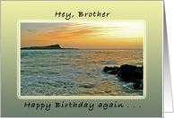 Happy Birthday Again, Brother, Hawaii Ocean Sunrise, Sunset card