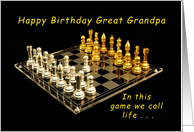 Happy Birthday Great Grandpa, in the Game of Life, Chess Set card