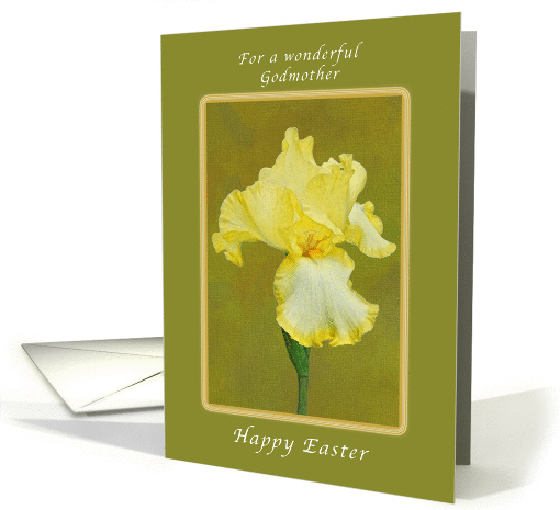 Happy Easter for a Wonderful Godmother, Yellow Iris card (1036085)