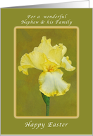 Happy Easter for a Wonderful Nephew & his Family, Yellow Iris card