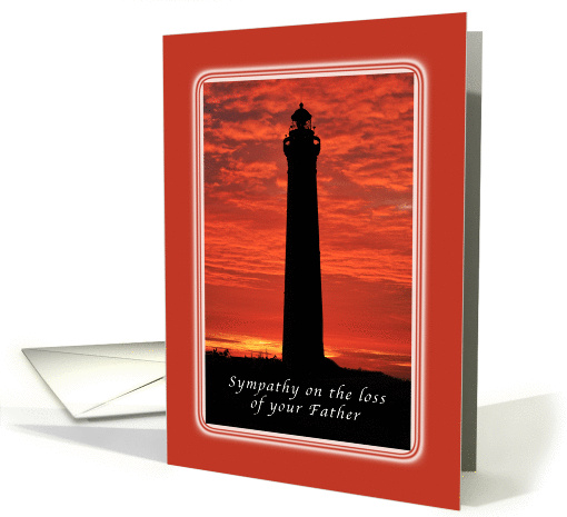 Sympathy on the loss of your Father, Lighthouse at Sunset card