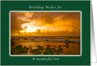 Happy Birthday Wishes for a Son, Copper Sunrise, Hawaii card