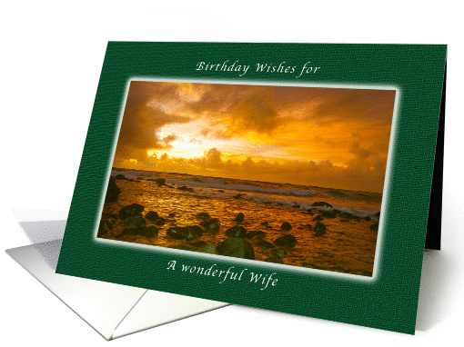 Happy Birthday Wishes for a Wife, Copper Sunrise, Hawaii card