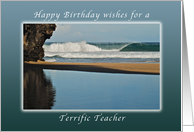 Wishes for a Happy Birthday for a Terrific Teacher, Kauai, Hawaii card