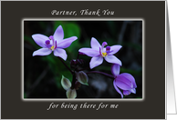 Thank You Partner for Being There For Me, Wild Purple Orchids card