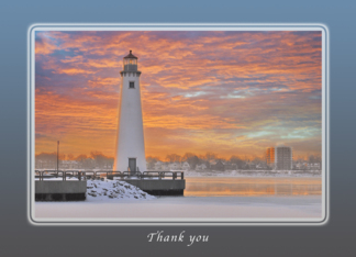 Thank you, Tri-Centennial Lighthouse in Winter, blank inside