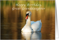 Happy Birthday, Great Granddaughter, Swan in Pond at Sunset card