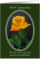 With Sympathy on the Loss of Your Great Grandfather, Yellow Rose card