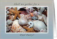 Pool Party invitation, Sea Shells card