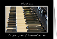Thank You for your Years of Dedication, Pianist - Organist card