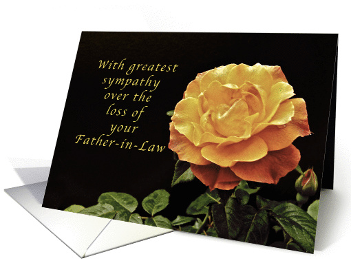 Sorry, for the Loss of Your Father-in-Law, yellow orange rose card