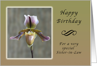 Happy Birthday for a Special Sister-in-Law, Lady Slipper Orchid card